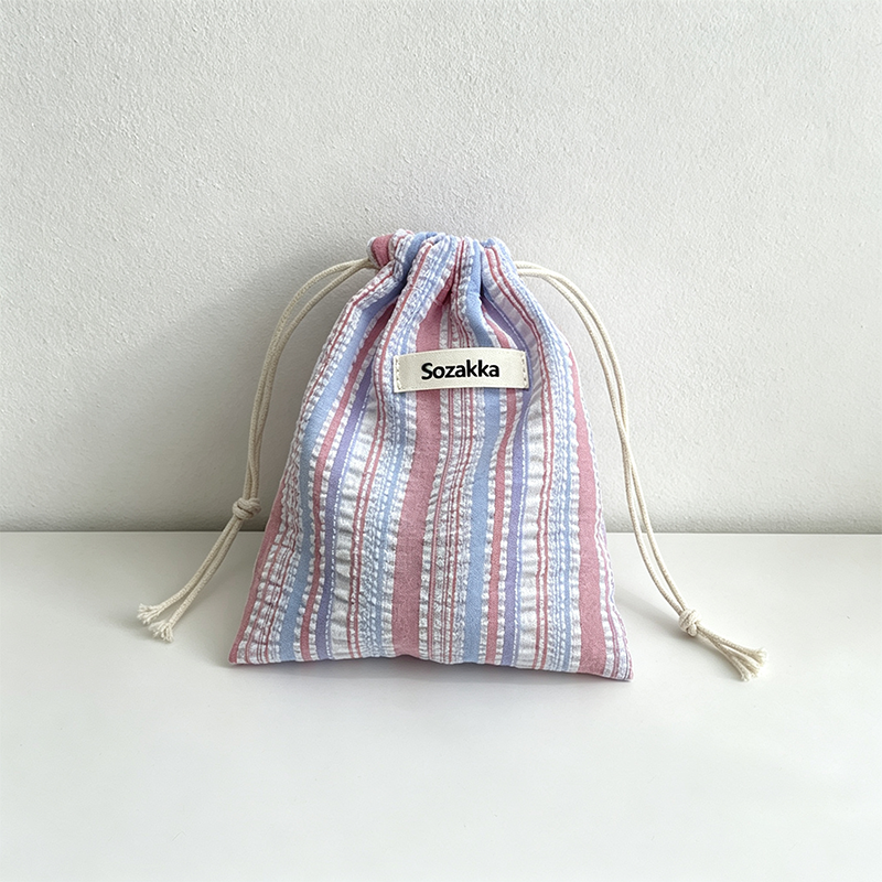 CouldNook Striped Drawstring Organizer Bag - Soft Storage Pouch