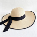CouldNook Color Block Bow Back Sun Hat - Adjustable Wide Brim Style