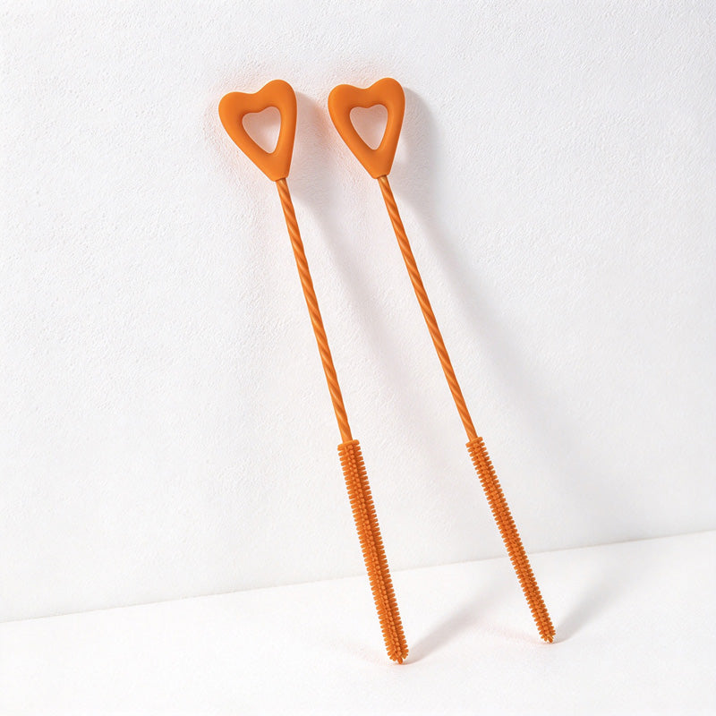 CouldNook Heart Straw Cleaning Brush - Twisted Shaft And Silicone Bristles