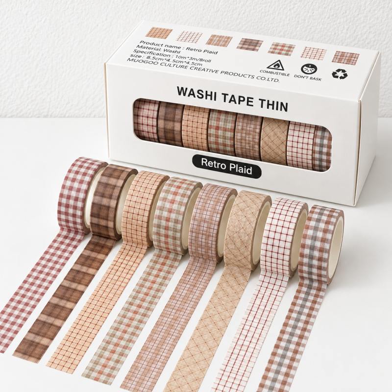 Vintage-Inspired Washi Tape Set - Eight Coordinated Rolls