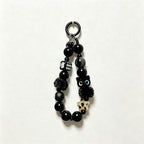 CloudNook Beaded Phone Wrist Strap-Black Plush Cat Charms