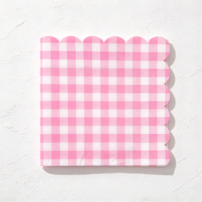 CouldNook Gingham Paper Napkin Set - Scalloped Edges and Square Shape