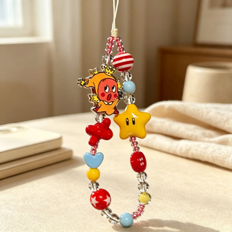 CloudNook Star Character Beaded Chain‑Cartoon Phone Wrist Lanyard