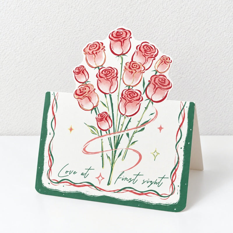 CouldNook Rose Bouquet Greeting Card - Shaped Floral Pop Up