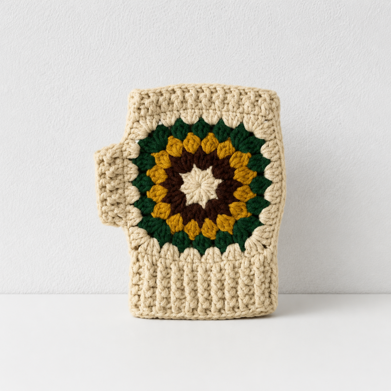 CouldNook Yarn Rose Wrist Warmers - Fingerless Floral Design