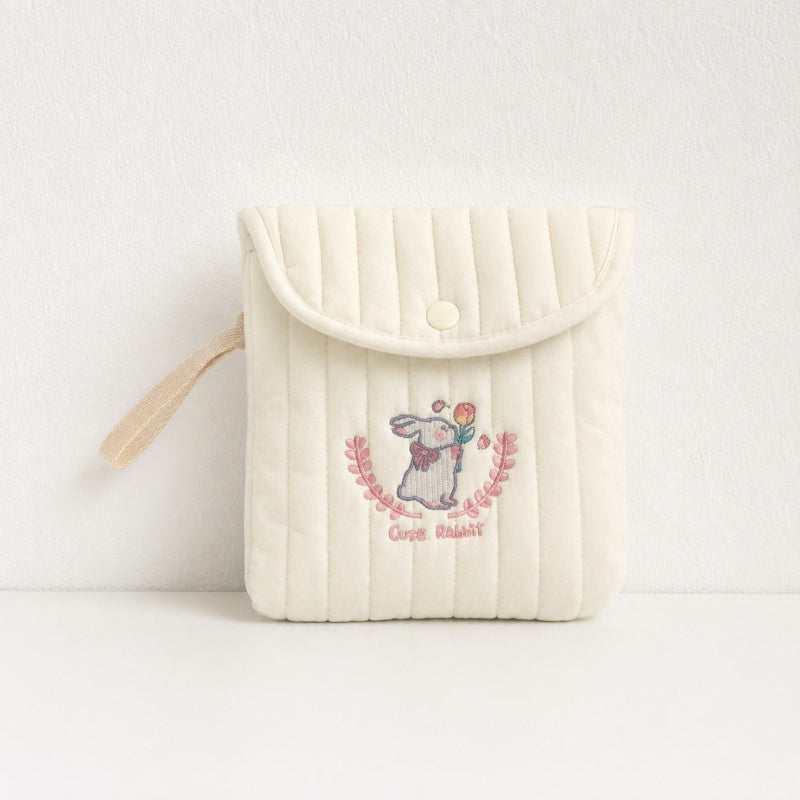 CouldNook Cute Embroidered Sanitary Pouch‑Portable Mini Storage Bag for Sanitary Napkins