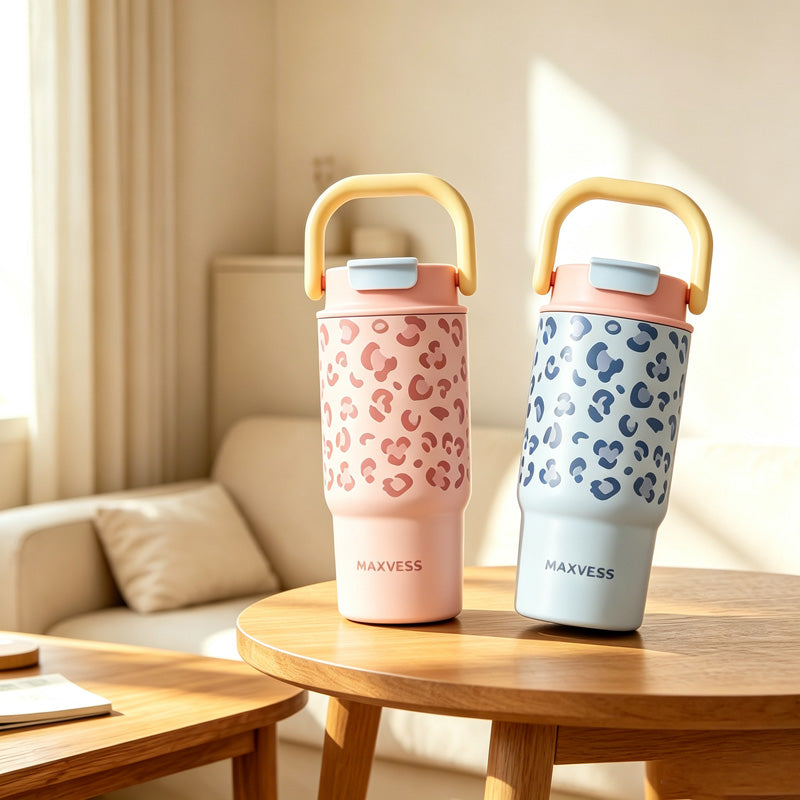 CouldNook Patterned Insulated Tumbler - Overhead Handle and Covered Lid