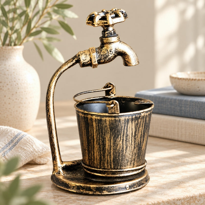 CouldNook Decorative Iron Ashtray - Bucket Bowl And Sculpted Upright Detail