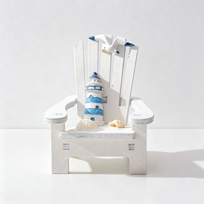 CouldNook Mini Beach Chair Figurine Ornament - Starfish Coastal Desktop Decor
