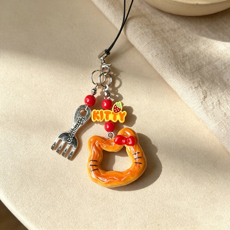 CloudNook Cat Pretzel Bag Charm‑Cute Resin Phone Strap