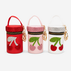 CouldNook Cherry Rhinestone Coin Purse Keychain - Curved Top Handle