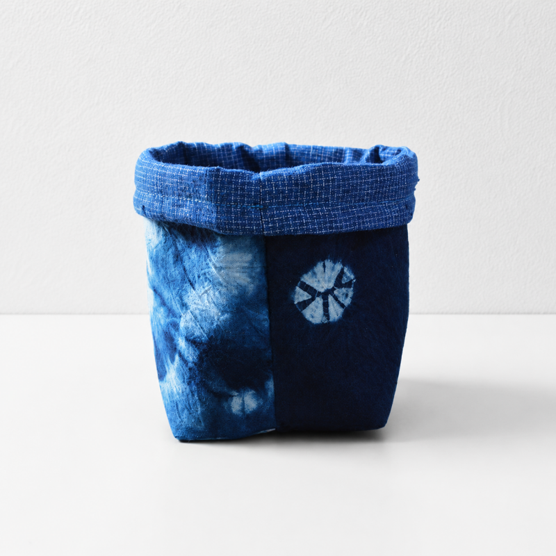 CouldNook Blue Fabric Storage Basket - Rolled Rim Tabletop Organizer