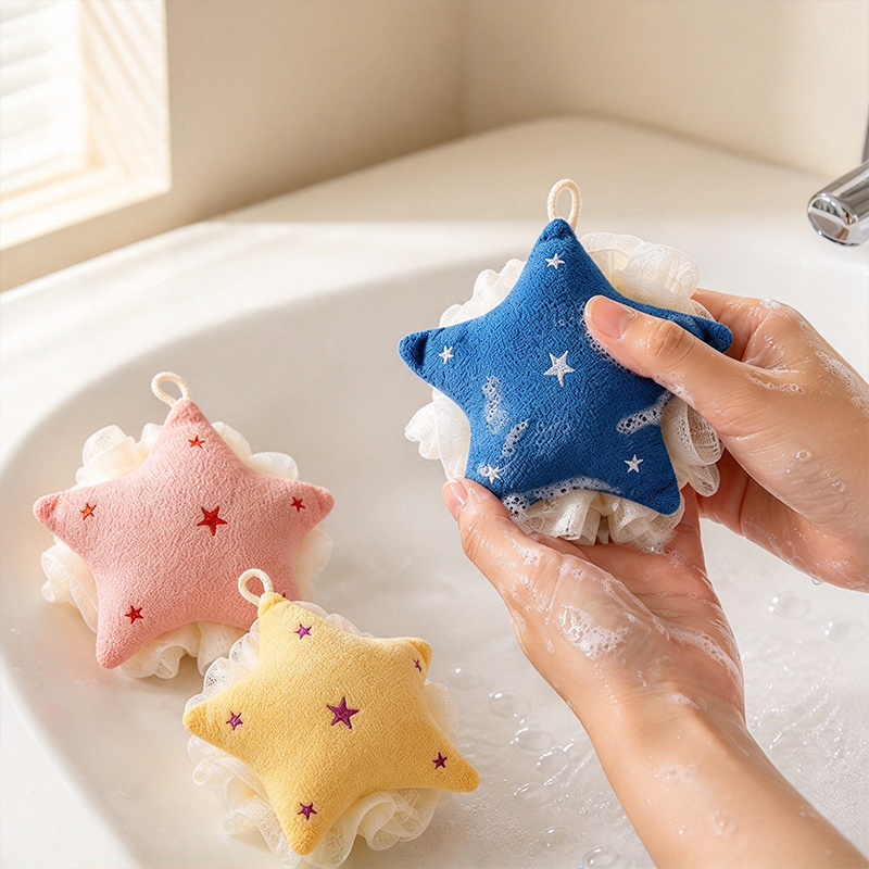 CouldNook Star Bath Pouf - Dual Textured Faces