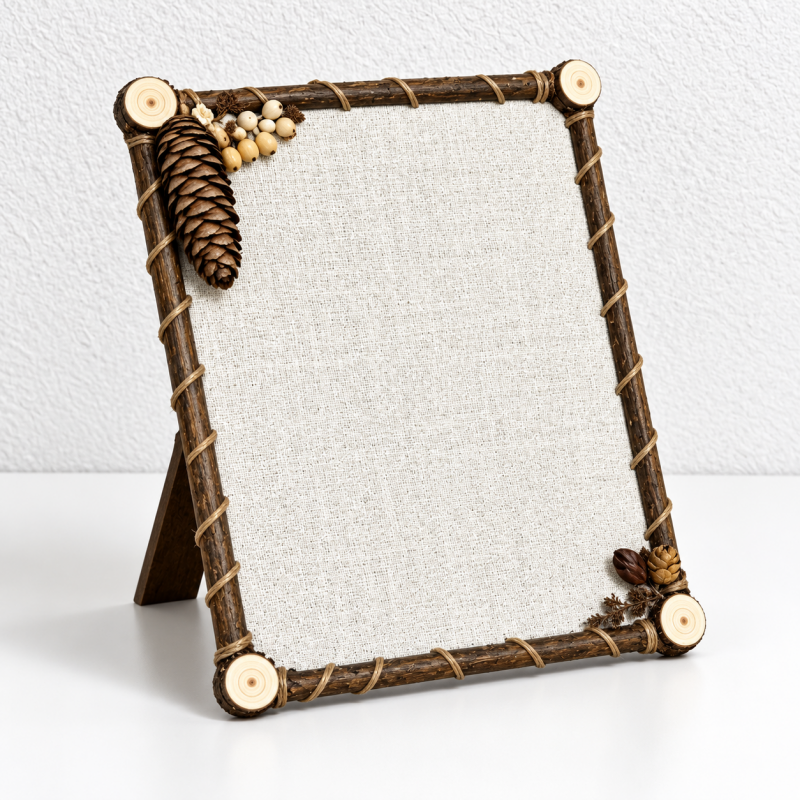 Woodland Photo Frame - Branch Border and Pinecone Accents