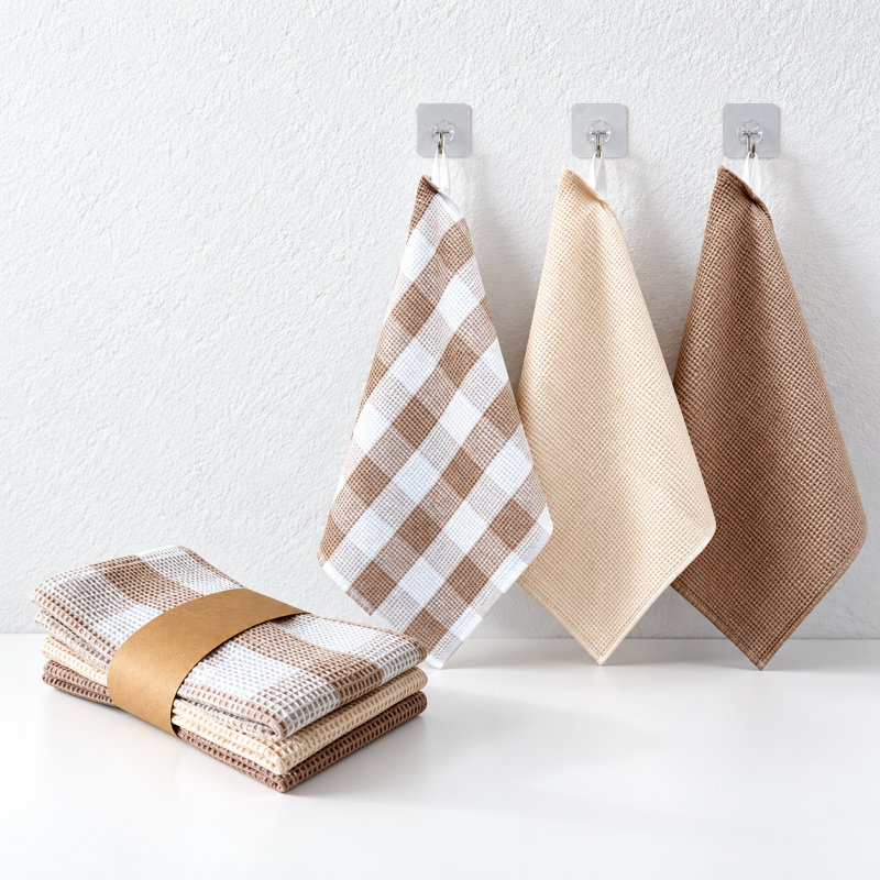 Cotton Waffle Dishcloth Set with Coordinated Patterns