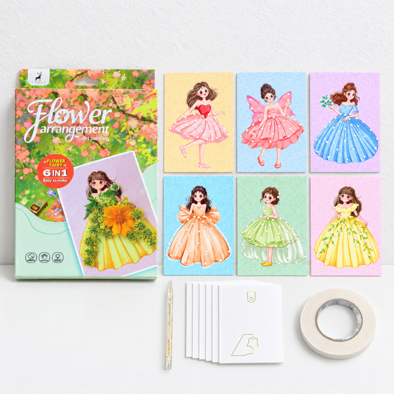 Flower Arrangement Kit - Illustrated Cards and Folding Stands