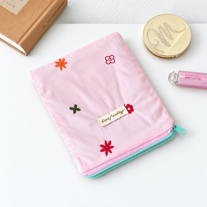 CouldNook Embroidered Flower Makeup Pouch - Pastel Panels