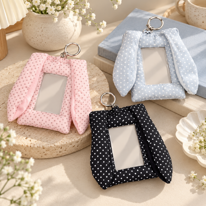 CouldNook Rabbit-Ear Card Holder - Polka Dot Border and Clear Display Window