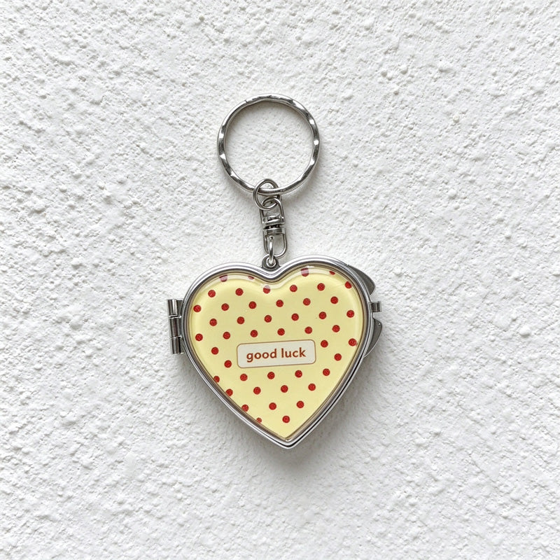 CouldNook Heart Mirror Keychain - Patterned Hinged Cover