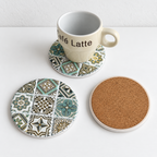 CouldNook Patterned Round Ceramic Coaster - Colorful Tile Designs Accent