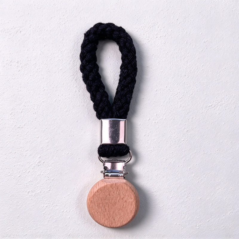 CouldNook Towel Clip - Braided Hanging Loop And Round Wood Detail