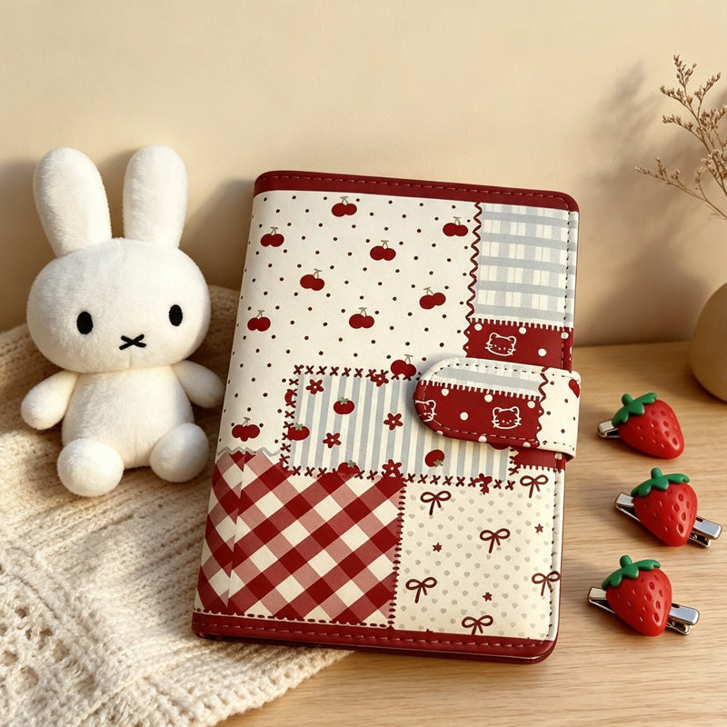 CouldNook Cherry Patchwork Ring Binder - A6 Refillable Notebook