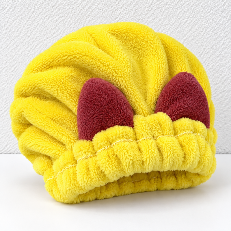CouldNook Hair Drying Cap - Contrasting Plush Bow