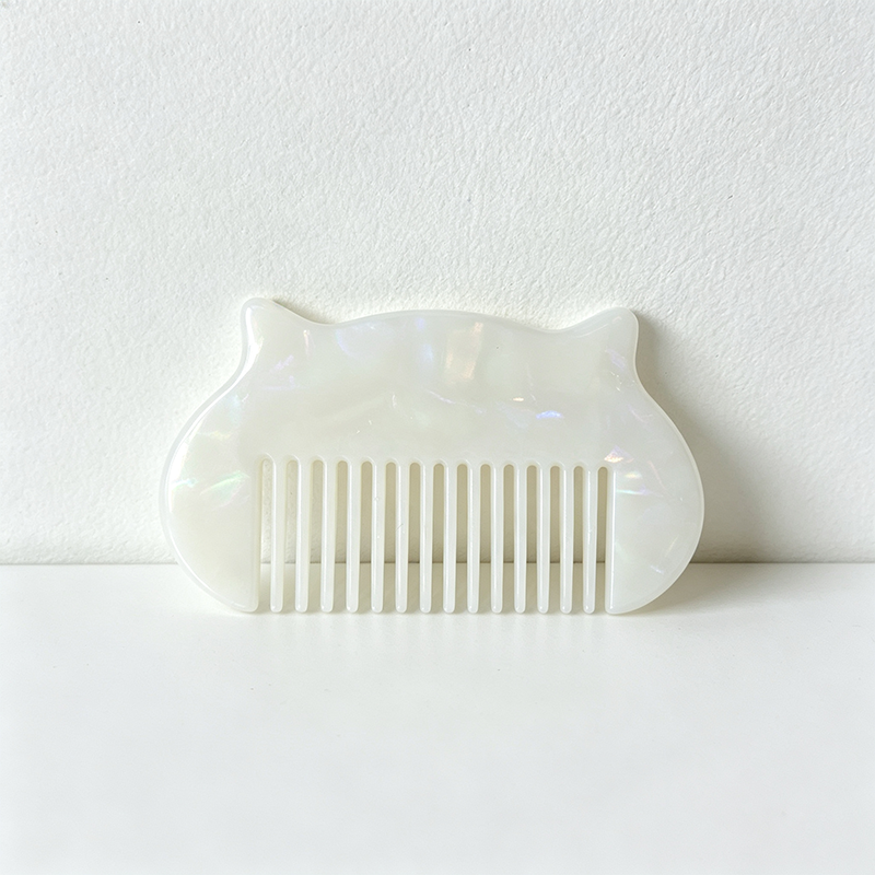 CloudNook Marble Cat Acetate Comb‑Wide Tooth Hair Detangler