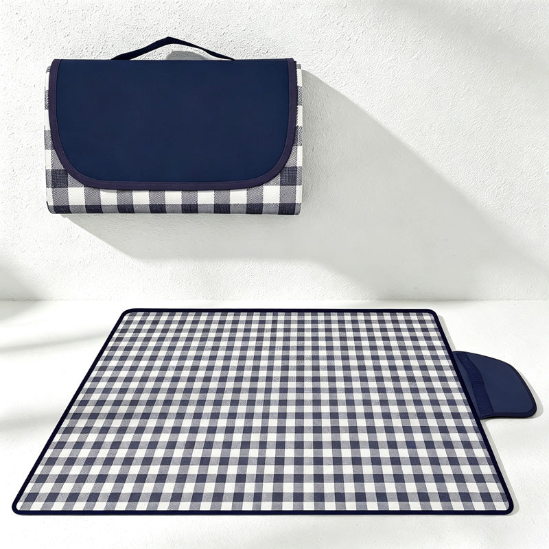 CouldNook Gingham Foldable Picnic Mat - Compact Flap Closure