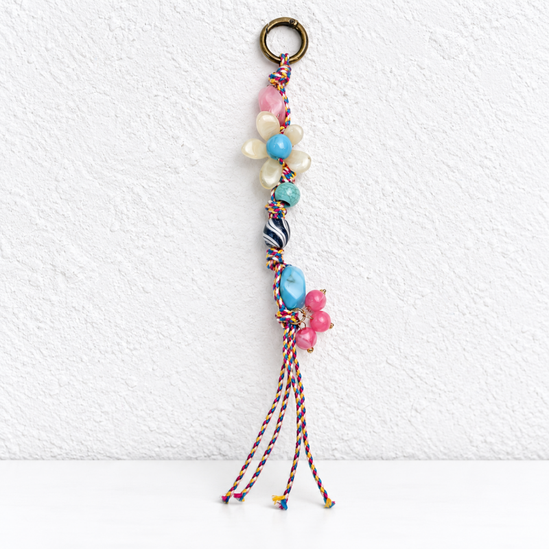 CouldNook Floral Beaded Charm - Twisted Cords and Loose Tassel Ends
