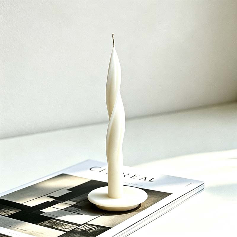 CouldNook Sculptural Taper Candle - Twisted Waves And Stacked Shape Designs