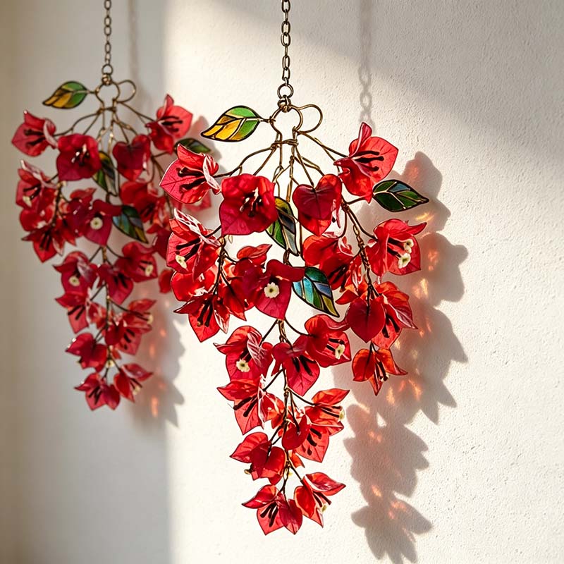 CouldNook Acrylic Floral Window Hanging - Cascading Blossoms And Leaves