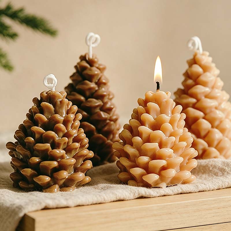 CouldNook Pinecone Scented Candle - Overlapping Scales In Two Rounded Profiles