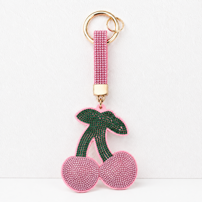 CouldNook Rhinestone Cherry Keychain - Fruit Bag Charm