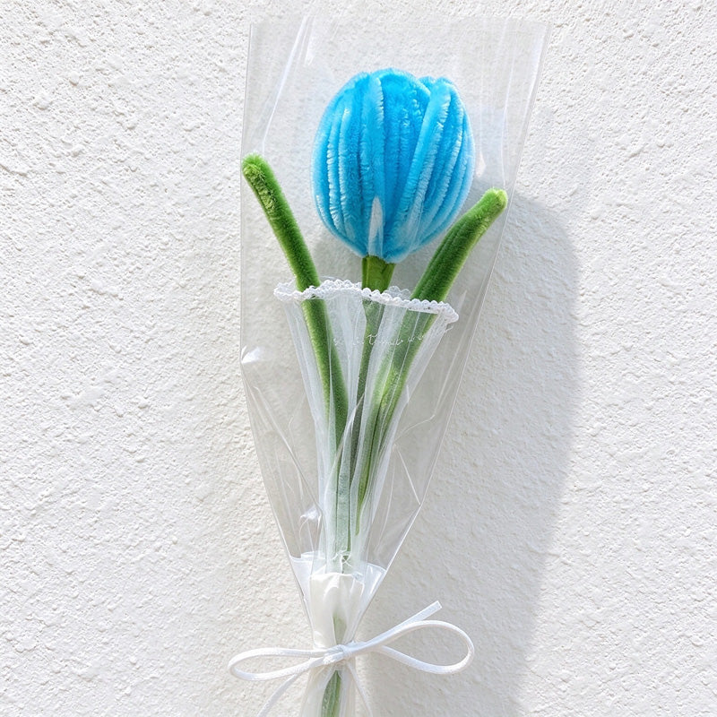 Artificial Tulip Stem with Sheer Gift Wrap