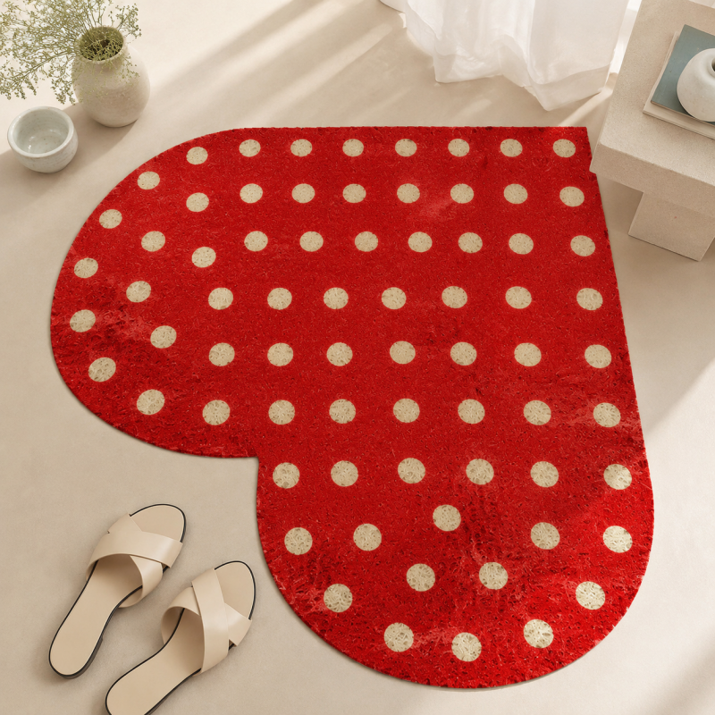 CouldNook Heart Shaped Entrance Mat - Dotted Color Designs