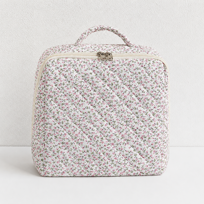 CouldNook Compartment Cosmetic Organizer - Quilted Case and Top Handle