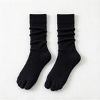 CouldNook Split-Toe Crew Socks - Solid Knit And Separate Big-Toe Section