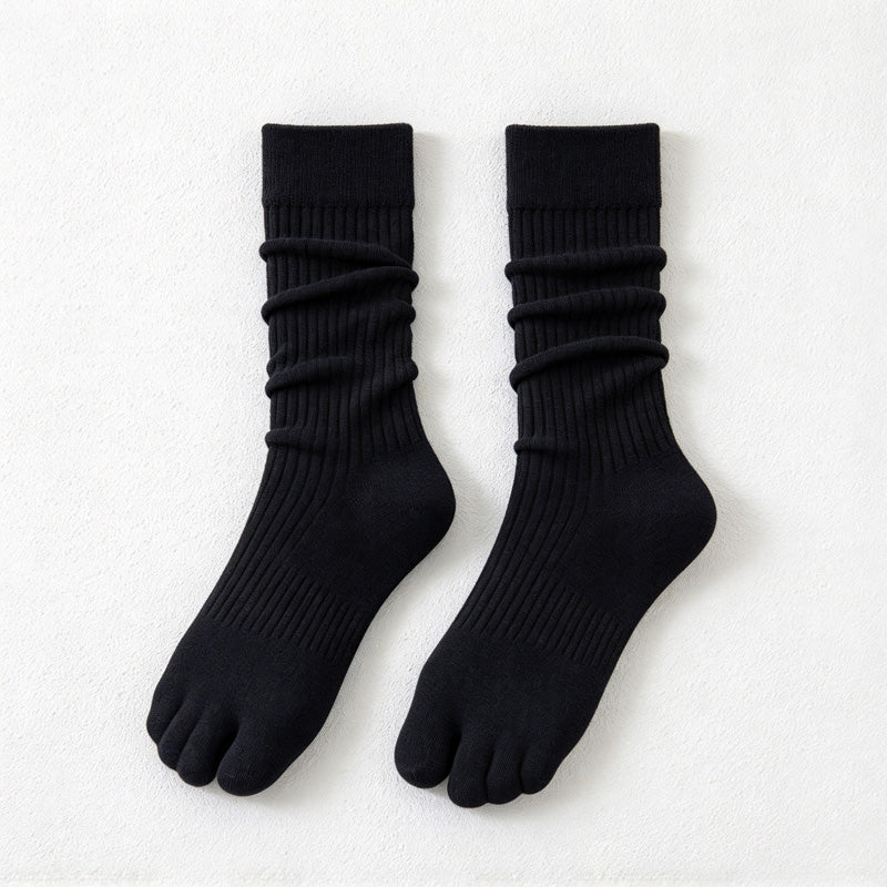 CouldNook Split-Toe Crew Socks - Solid Knit And Separate Big-Toe Section