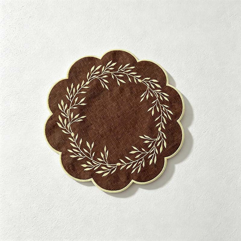 CouldNook Embroidered Round Placemat - Visible Embroidered Detail Home Display