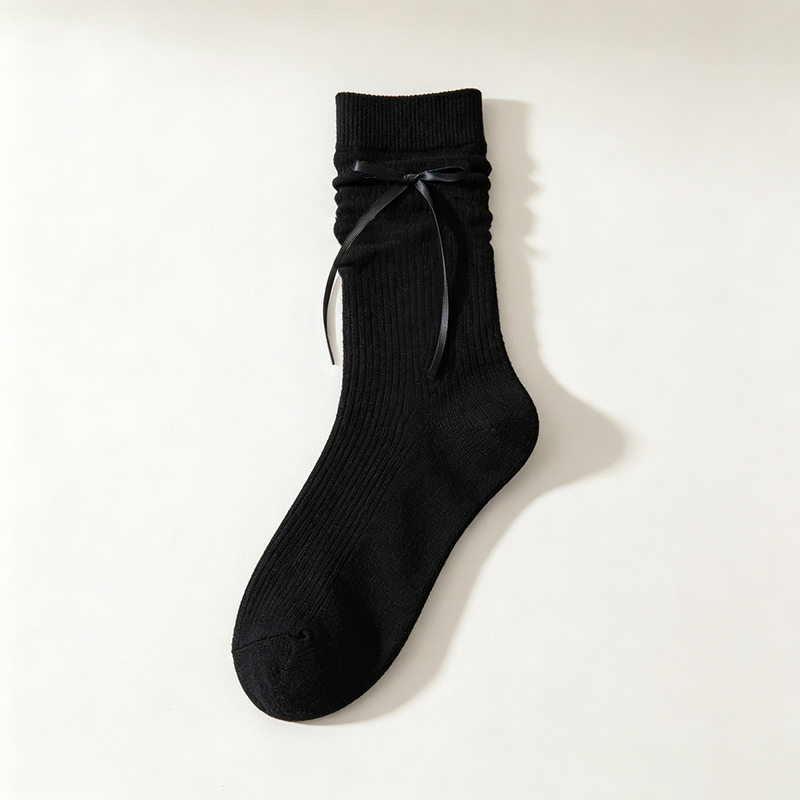 CouldNook Side Bow Slouch Socks - Soft Leg Accent