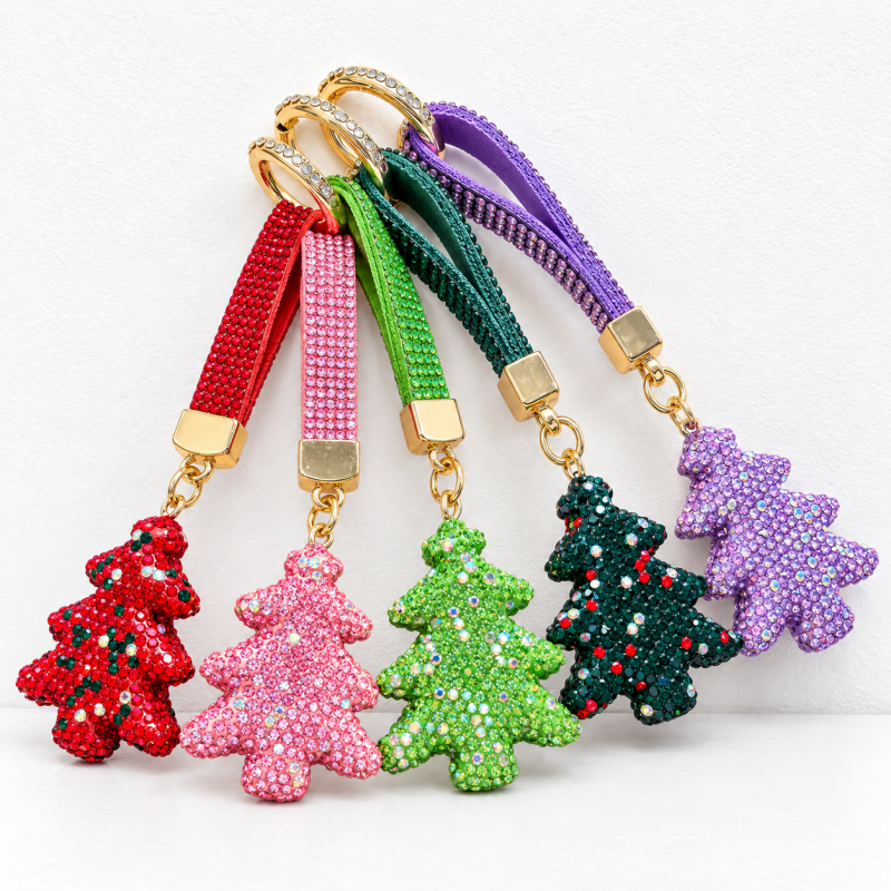 CouldNook Christmas Rhinestone Keychain - Festive Shapes and Decorative Attachment Options