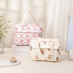 CouldNook Quilted Cosmetic Travel Bag - Floral Prints and Handles