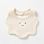 Bear Embroidered Baby Bib with Waffle Texture