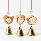 CouldNook Wooden Bell Hanging - Open Motif Frame And Faceted Center Drop
