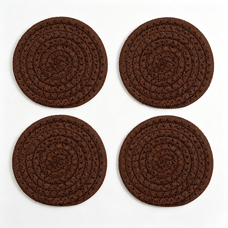 CouldNook Woven Round Drink Coaster - Warm Table Accent