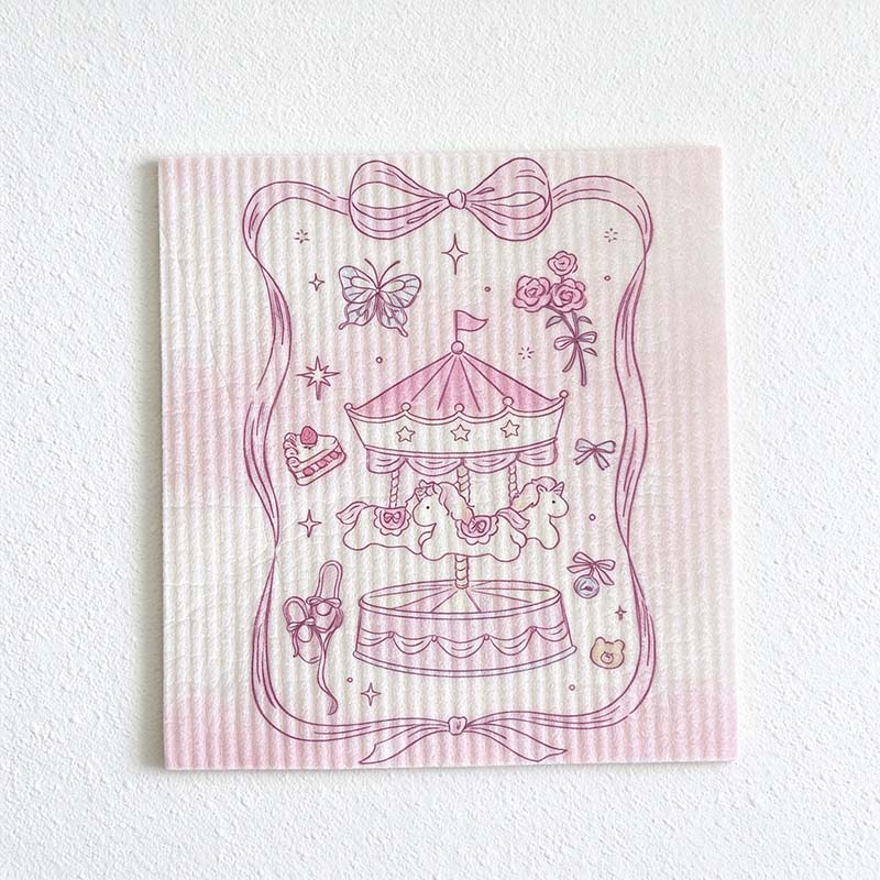 CouldNook Printed Kitchen Dishcloth - Rectangular Shape And Illustrated Pattern Choices