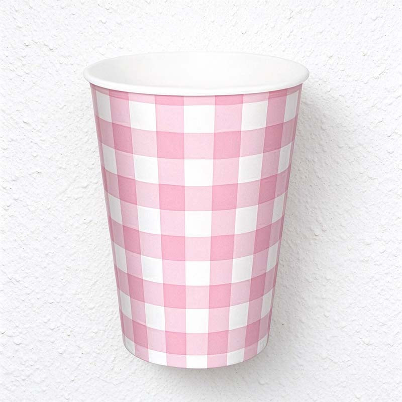 CouldNook Pink Gingham Party Tableware - Scalloped Plates And Matching Accessories
