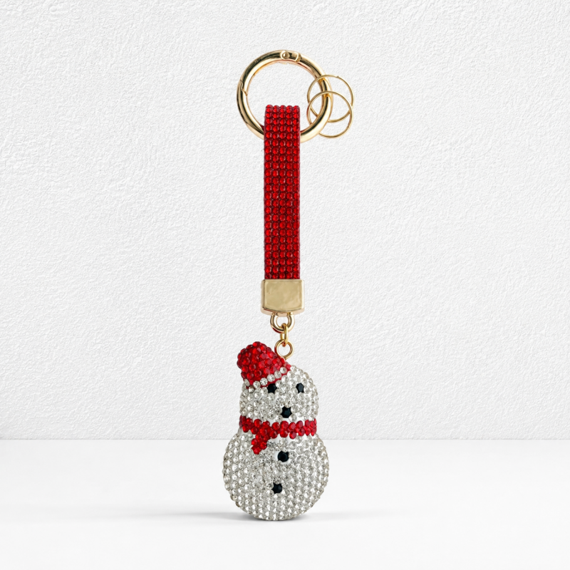 CouldNook Christmas Rhinestone Keychain - Festive Snowman Charm
