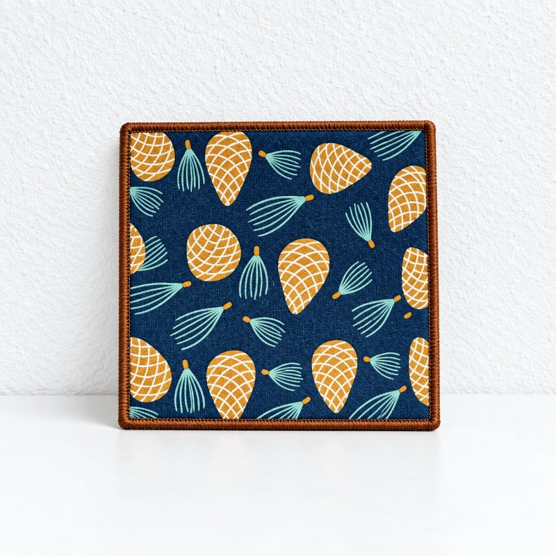 CouldNook Patterned Fabric Coaster - Square Shape and Contrasting Border